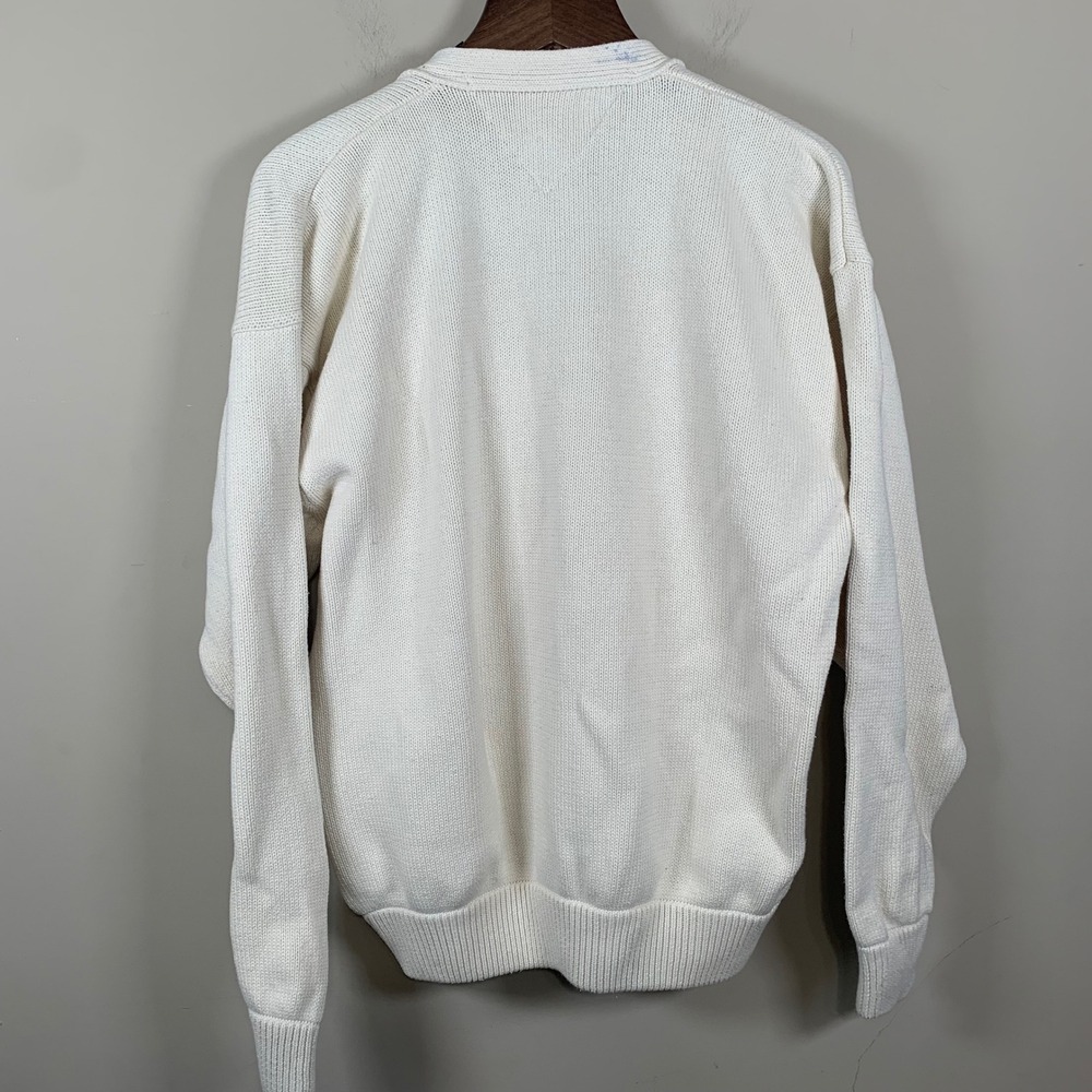 Vintage Woods & Gray  Cream Cotton  Cardigan Size XL Light Academia Preppy READ - Picture 2 of 10